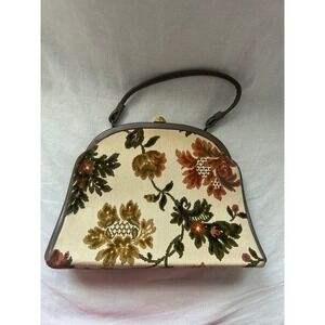 Vintage Brennans Northland Center Floral Tapestry Frame Bag Handbag Detroit #497